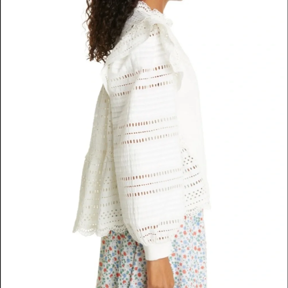 Sea New York White Eyelet Lace Paneled Blouse - Picture 7 of 16